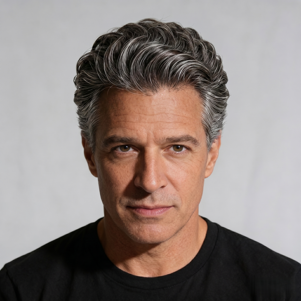 0.03mm Ultra-Thin Skin Men’s Hair System - Invisible V-Loop Bio-Scalp Toupee