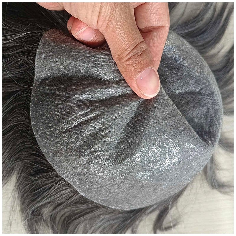 Feycici 0.03mm ultra-thin skin men's hair system with invisible V-loop bio-scalp toupee, showcasing natural scalp coverage.