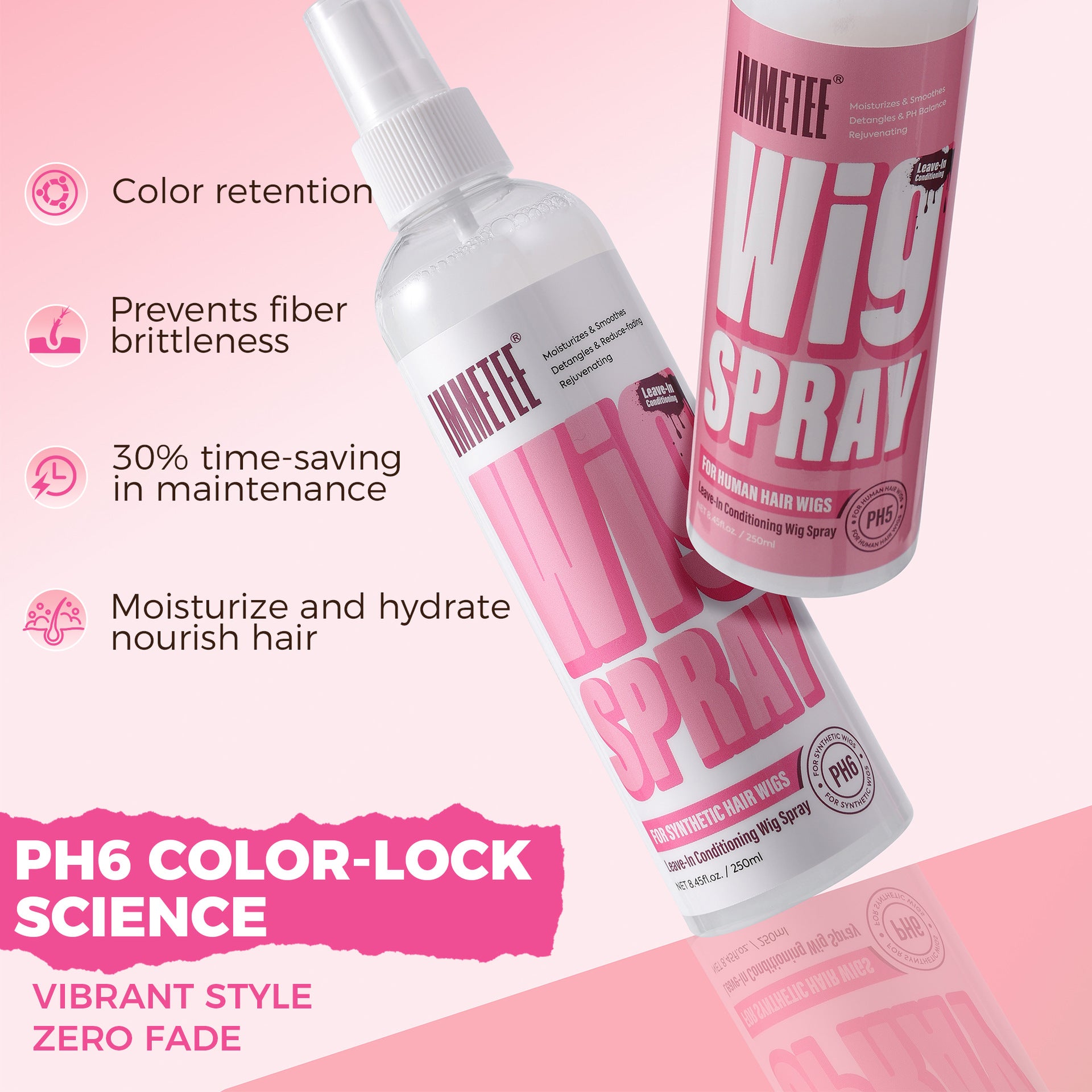 2-in-1 Leave-In Conditioning Wig Spray (8.45fl.oz/250ml) - pH Balanced Bio-Care