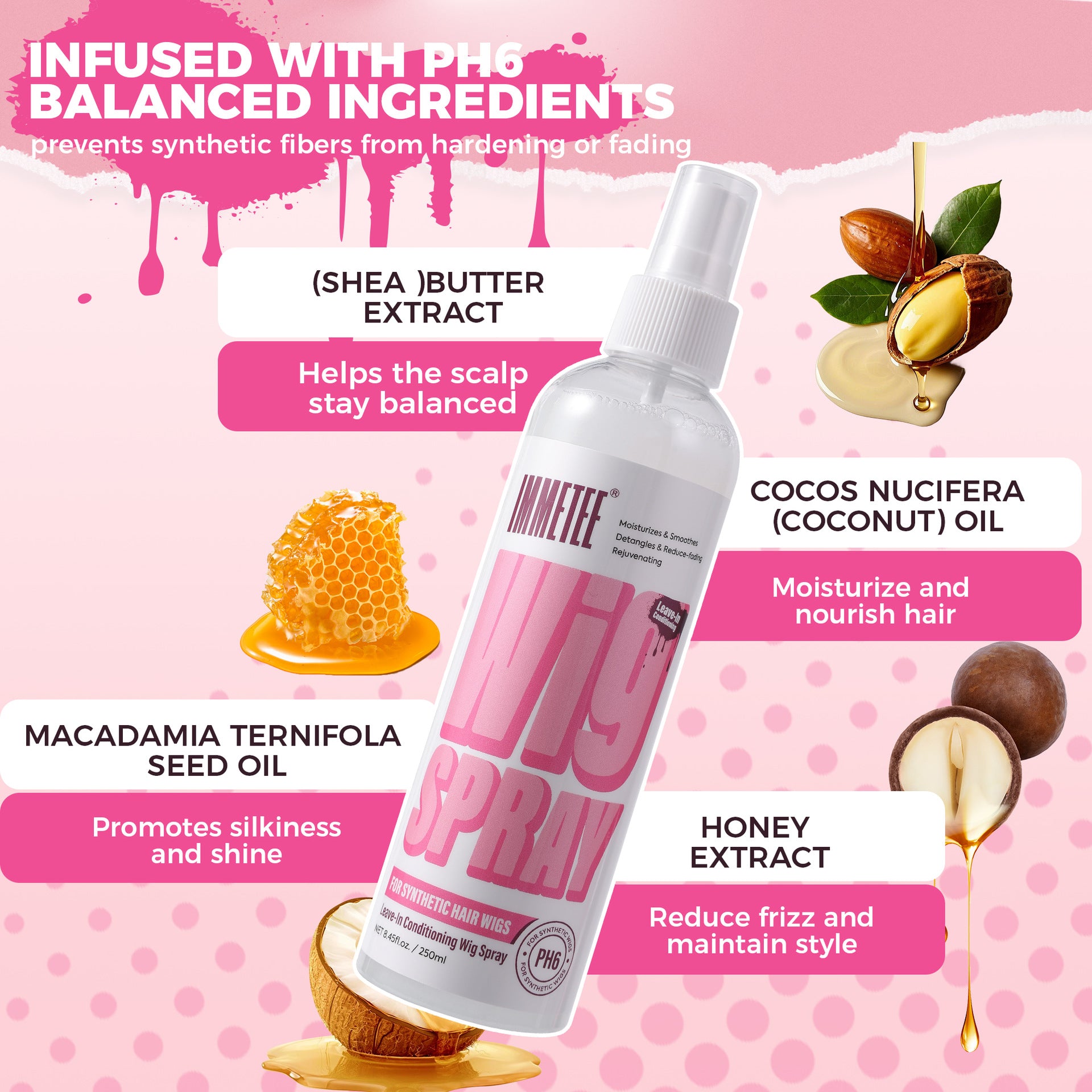 2-in-1 Leave-In Conditioning Wig Spray (8.45fl.oz/250ml) - pH Balanced Bio-Care