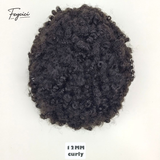 Mens Multi-Texture Wool Curl Toupee - Full PU Skin Base Hair System with Reverse Split Knot