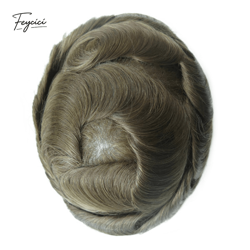 Ultra-Thin Skin Men’s Hair System - 0.08mm V-Loop Knotless Bio-Skin Toupee (8"x10")