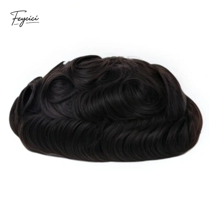 Feycici 8x10 inch breathable full lace men's hair system with natural hair, ideal for daily wear, lightweight and comfortable.