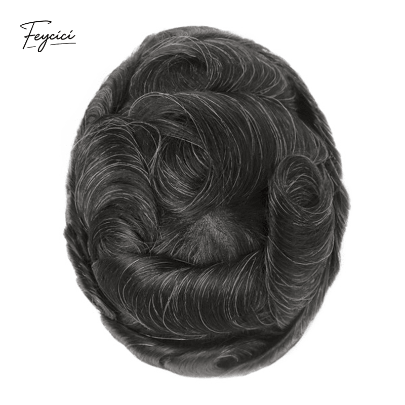 Ultra-Thin Skin Men’s Hair System - 0.08mm V-Loop Knotless Bio-Skin Toupee (8"x10")