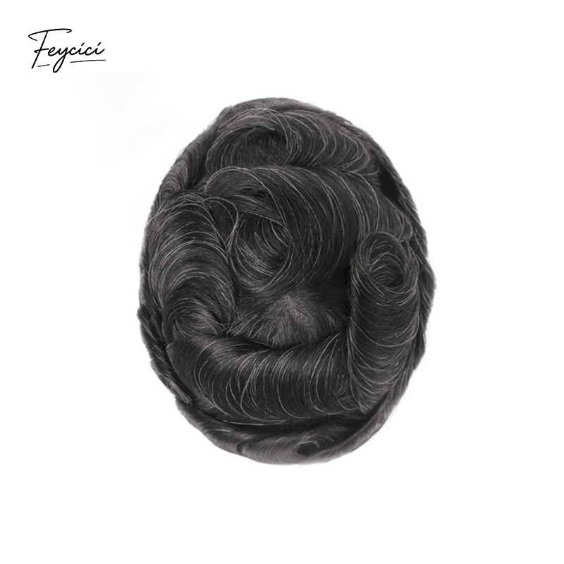 Feycici 8x10 inch super thin skin hair system for men with natural hair, V loop style, free style application.