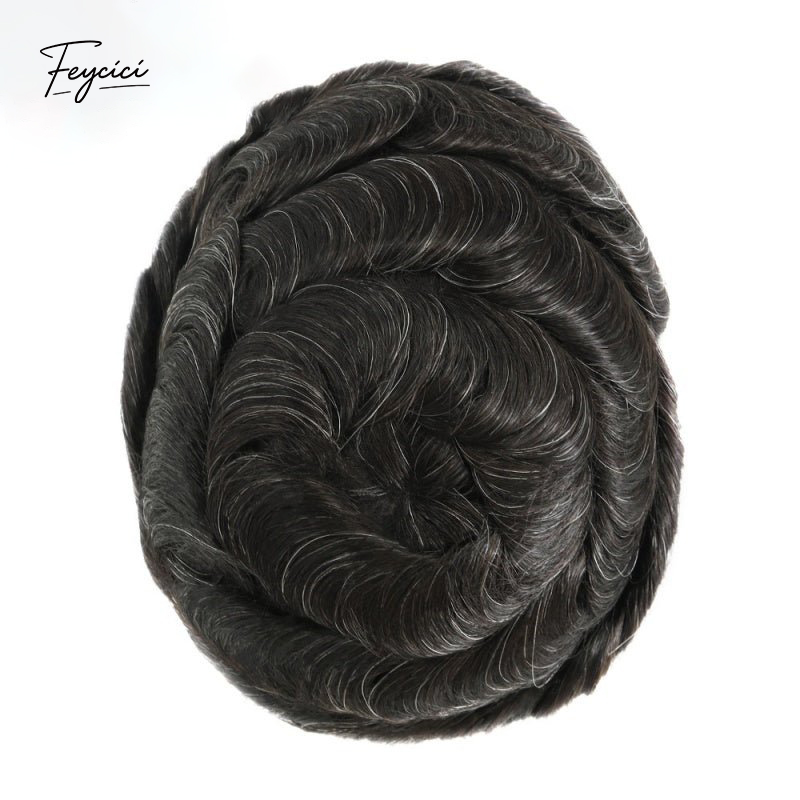 8"x10" Mono with Poly Hair System for Men –Natural Hair Piece 130% Density Toupee -Free Style