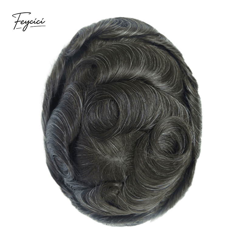 Ultra-Thin Skin Men’s Hair System - 0.08mm V-Loop Knotless Bio-Skin Toupee (8"x10")