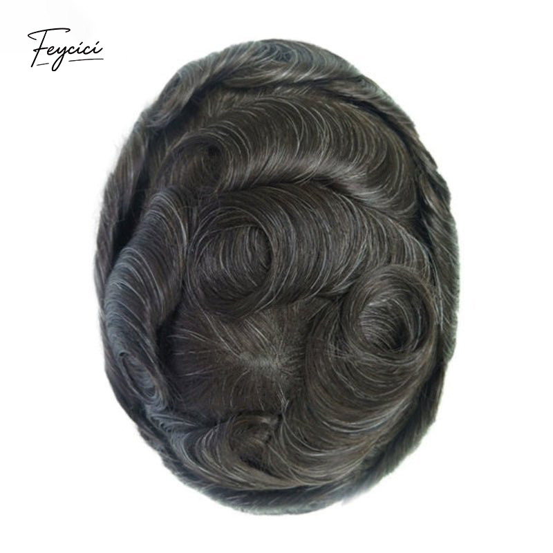 Feycici 8x10-inch invisible thin skin hair system for men with V loop front, natural-looking hair piece for daily wear