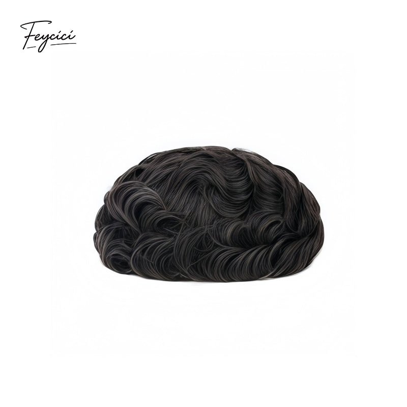 Invisible PU Hair System for Men –Natural Hair Piece Ultra Thin 0.08mm Full Hand Tied Natural Hair Piece