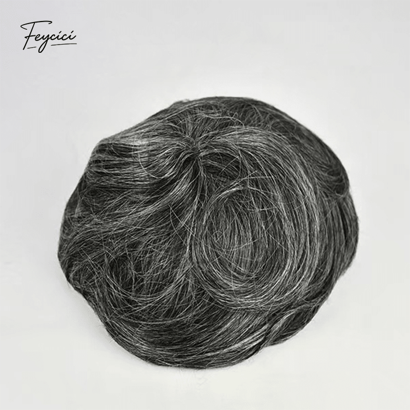 Mens Bio-Skin Toupee - 0.06-0.08mm Full PU V-Loop Knotless Human Hair Replacement System