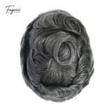Feycici 8x10 inch super thin skin hair system for men with natural hair, V loop style, free style hairpiece on a white background.