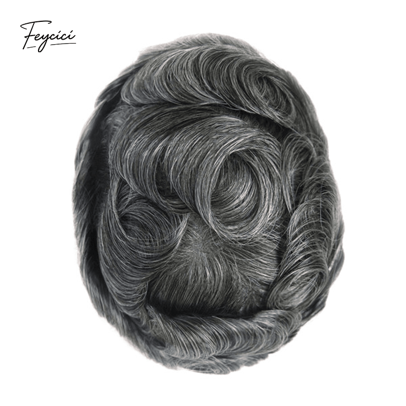 Ultra-Thin Skin Men’s Hair System - 0.08mm V-Loop Knotless Bio-Skin Toupee (8"x10")