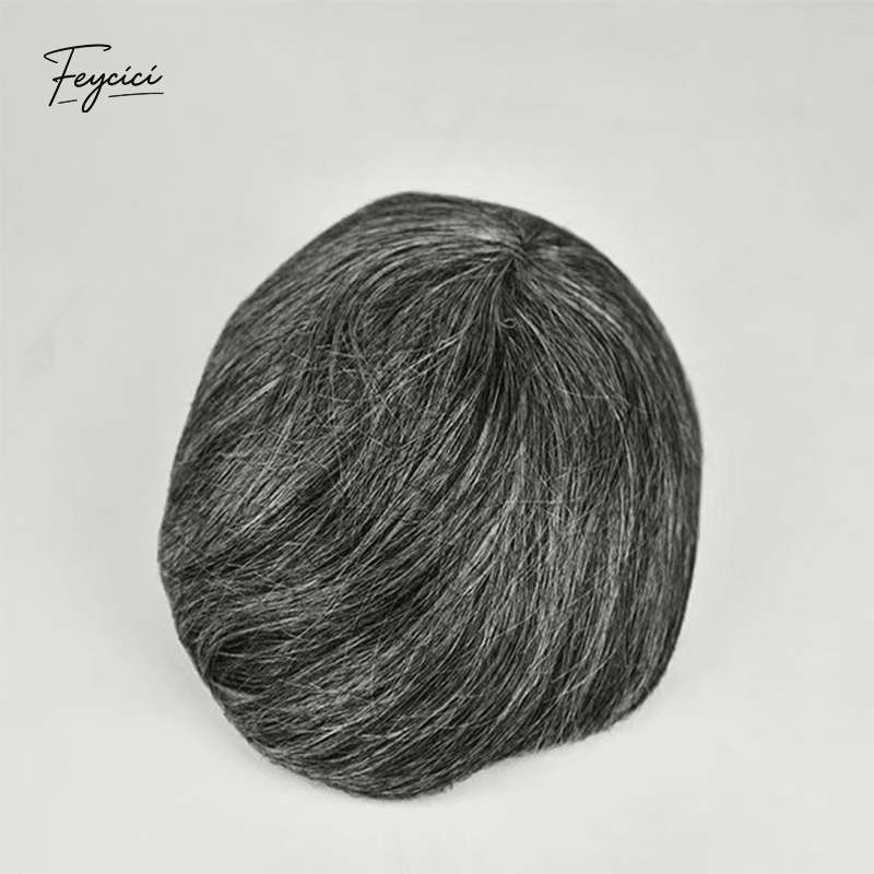 Mens Bio-Skin Toupee - 0.06-0.08mm Full PU V-Loop Knotless Human Hair Replacement System