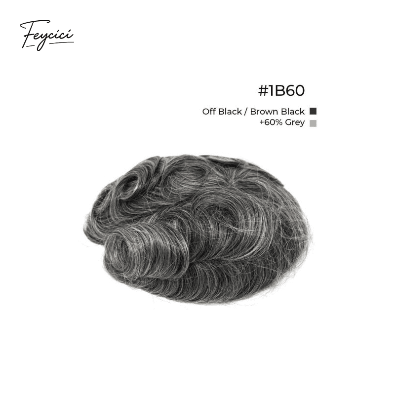 10x8" Lace Front Men’s Toupee - 0.06mm Clear PU Skin Base Human Hair Replacement System