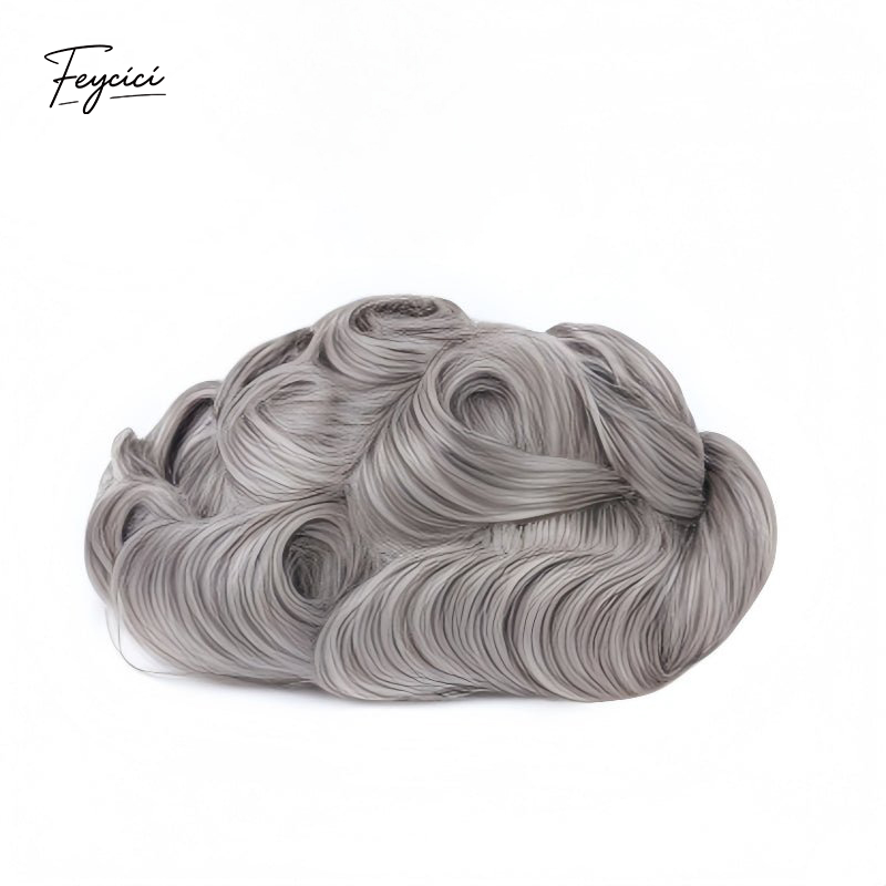 Feycici 8x10 inch durable lace top men's hair system with PU base, natural hair, 130% density, lace and hair detailed in image