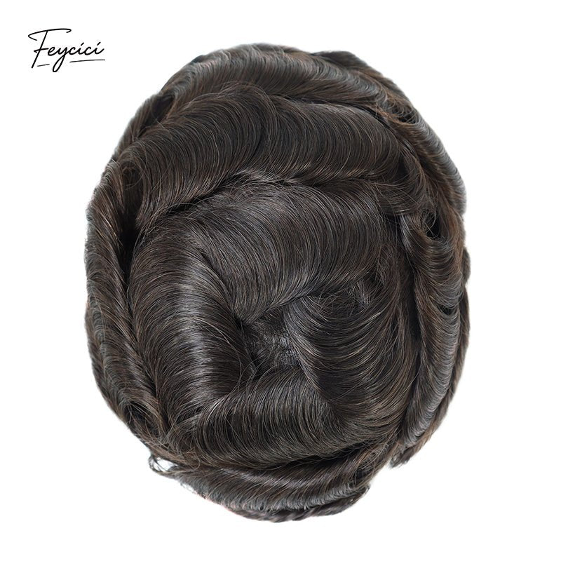 Classic Thin Skin Men’s Hair System - 0.12mm Durable Bio-Skin Toupee with V-Loop Front