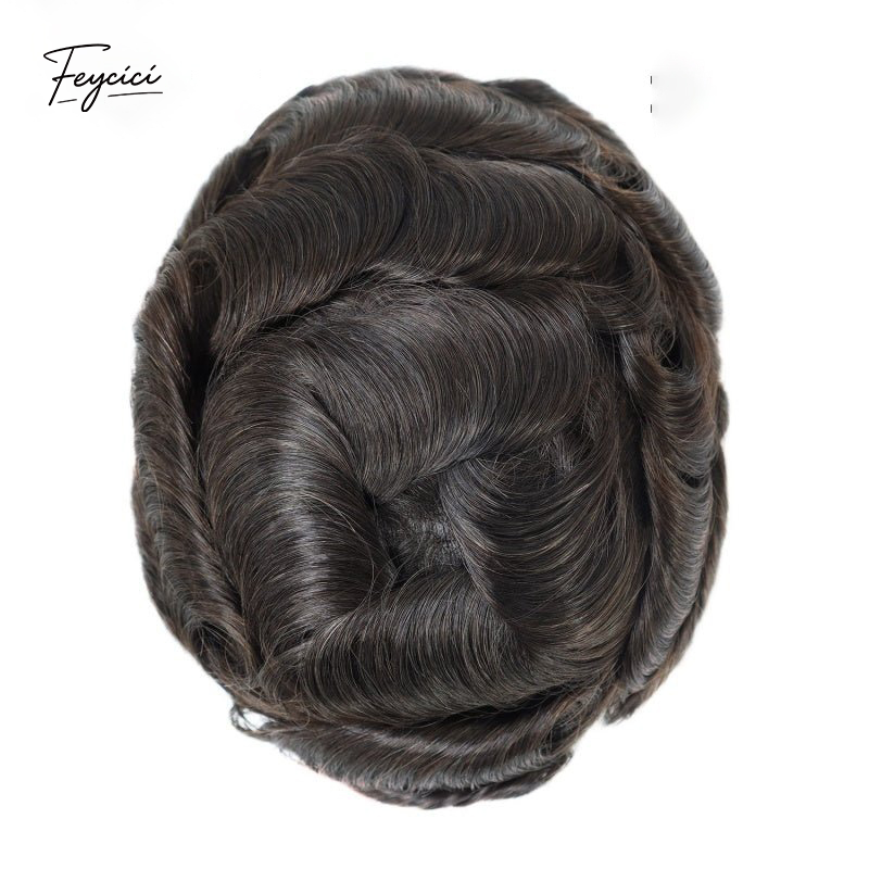 8"x10" Thin Skin Hair System for Men –Natural Hair Piece V Loop Toupee- Daily Wear