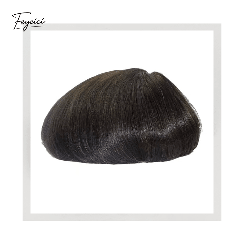 Mens Bio-Skin Toupee - 0.06-0.08mm Full PU V-Loop Knotless Human Hair Replacement System