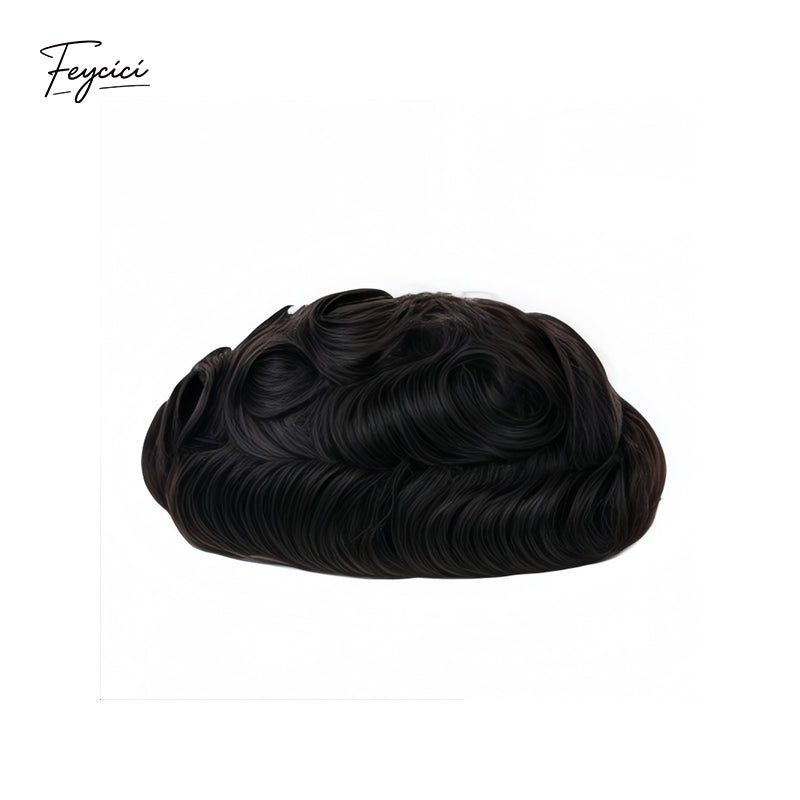 Invisible PU Hair System for Men –Natural Hair Piece Ultra Thin 0.08mm Full Hand Tied Natural Hair Piece