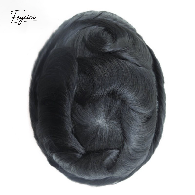 Feycici 8x10 inch super thin skin hair system for men with natural hair, V loop design, free style for easy wear.
