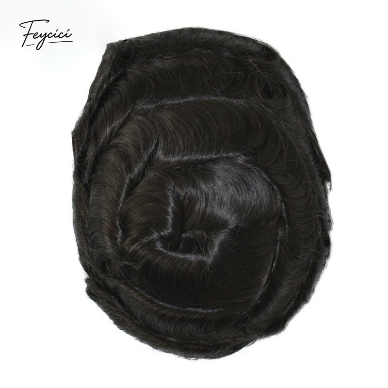 8"x10" Mono with Poly Hair System for Men –Natural Hair Piece 130% Density Toupee -Free Style