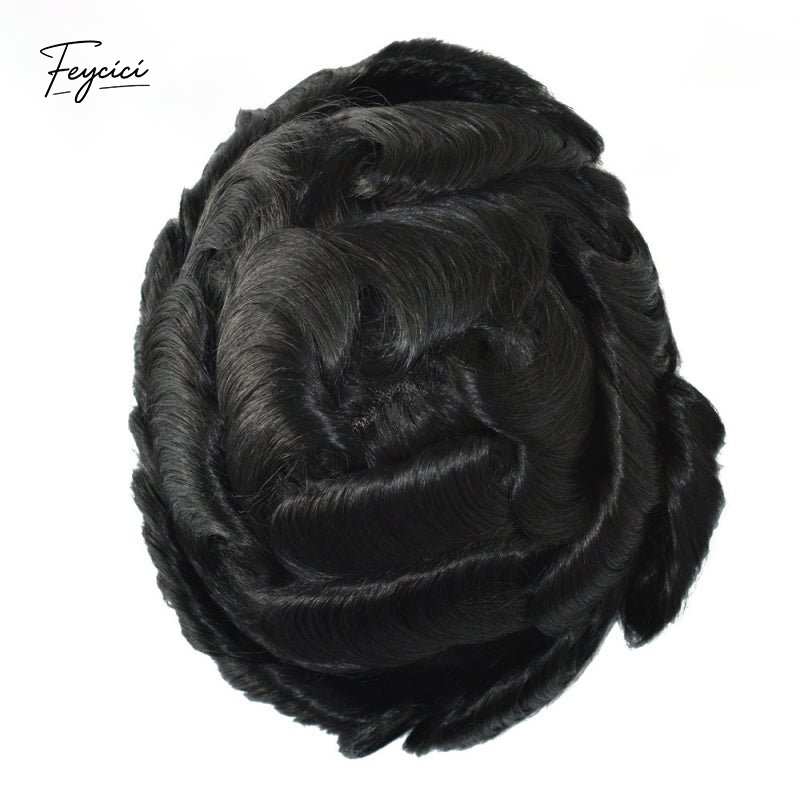 8"x10" Mono with Poly Hair System for Men –Natural Hair Piece 130% Density Toupee -Free Style