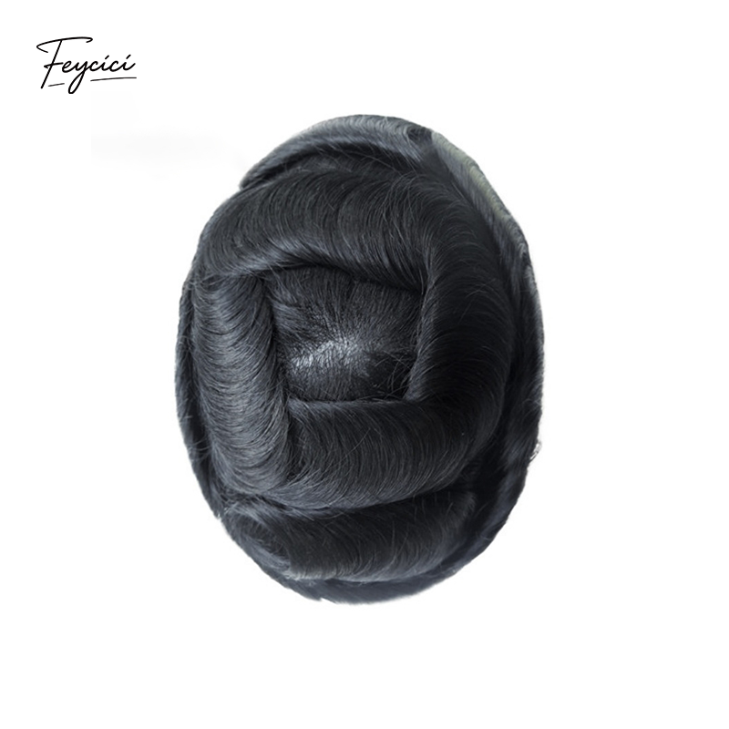 Feycici 8x10 inch super thin skin hair system for men with natural hair, V loop style, free styling option, lightweight and realistic.