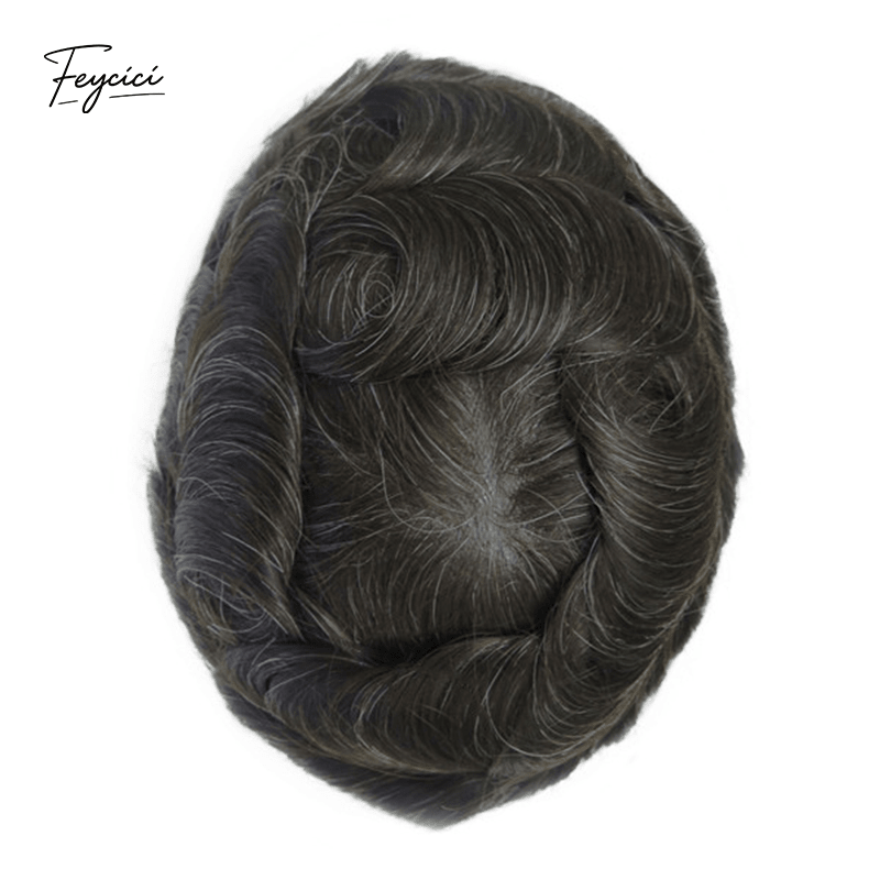 Ultra-Thin Skin Men’s Hair System - 0.08mm V-Loop Knotless Bio-Skin Toupee (8"x10")