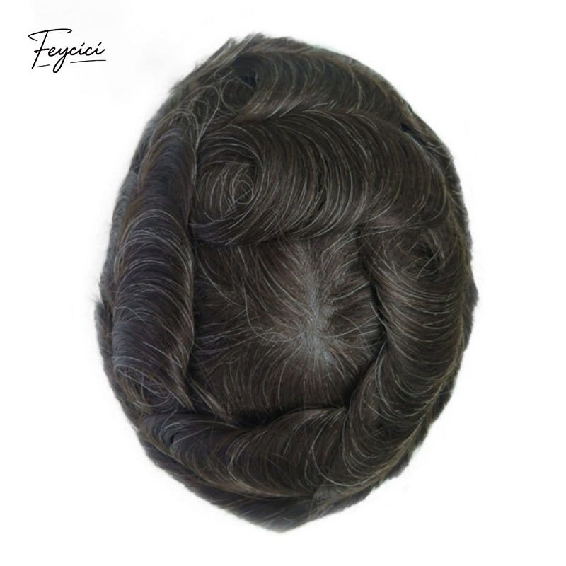 Feycici 8x10 inch super thin skin hair system for men with natural hair, V loop toupee, free style design, lightweight and discreet