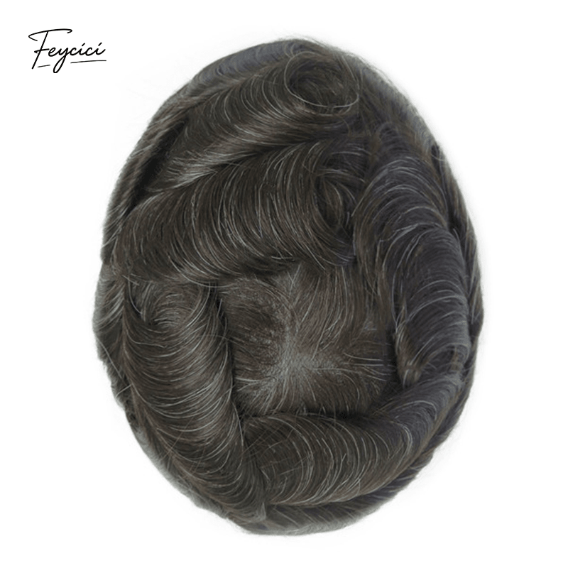 Ultra-Thin Skin Men’s Hair System - 0.08mm V-Loop Knotless Bio-Skin Toupee (8"x10")