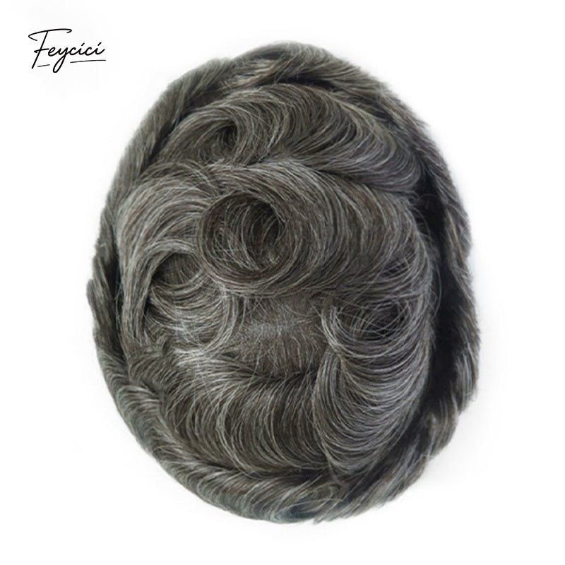 Feycici 8x10 inch super thin skin hair system for men with natural hair, V loop toupee, free style design, lightweight and discreet