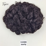 Mens Multi-Texture Wool Curl Toupee - Full PU Skin Base Hair System with Reverse Split Knot