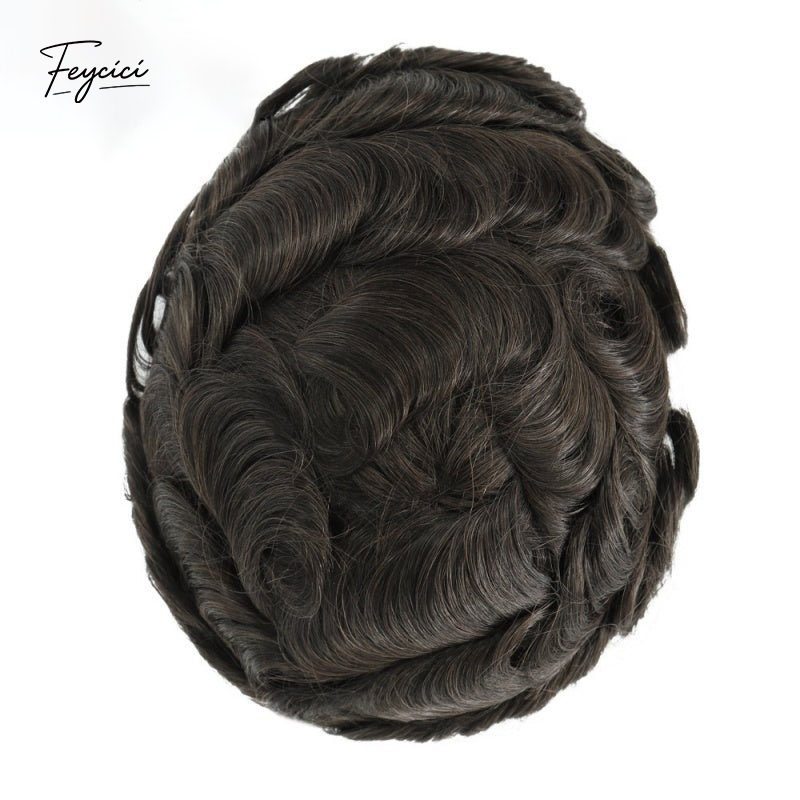 8"x10" Mono with Poly Hair System for Men –Natural Hair Piece 130% Density Toupee -Free Style