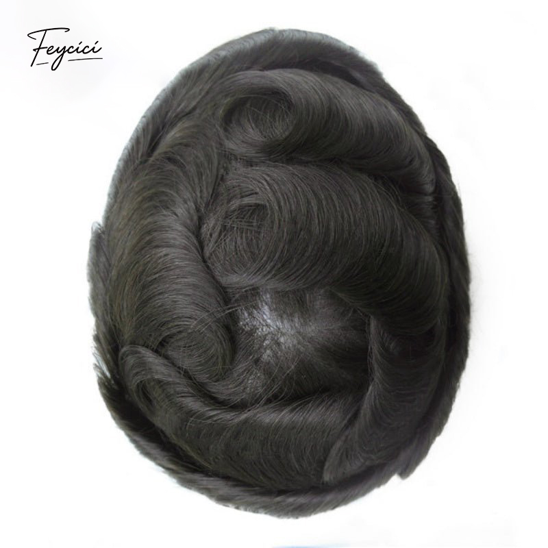 Feycici 8x10 inch super thin skin hair system for men with natural hair, V loop toupee, free styling options, realistic appearance