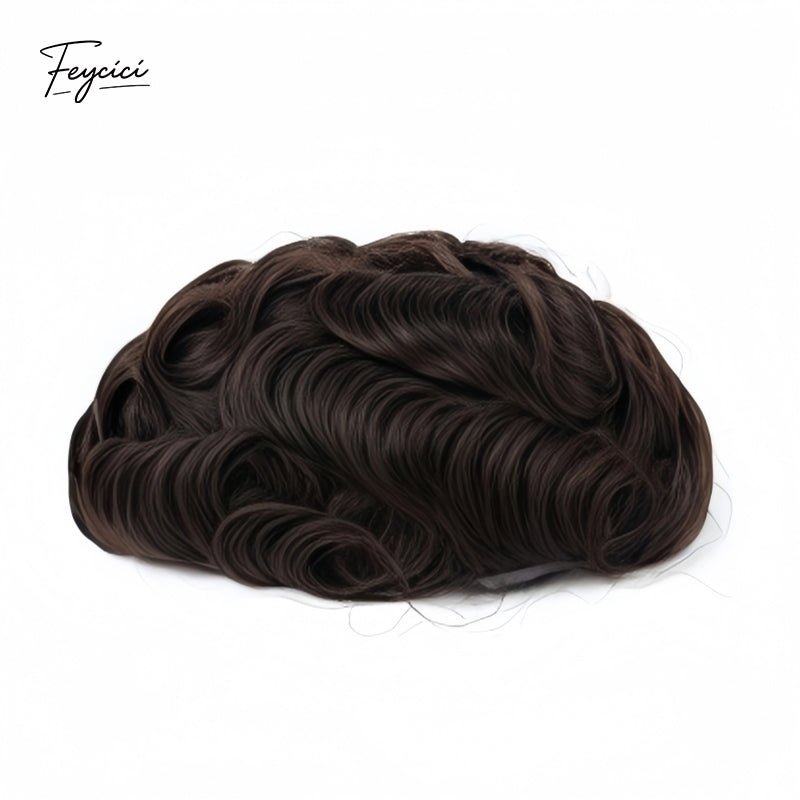 Invisible PU Hair System for Men –Natural Hair Piece Ultra Thin 0.06mm Full Hand Tied Natural Hair Piece