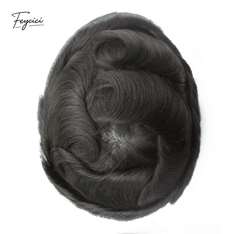 Ultra-Thin Skin Men’s Hair System - 0.08mm V-Loop Knotless Bio-Skin Toupee (8"x10")