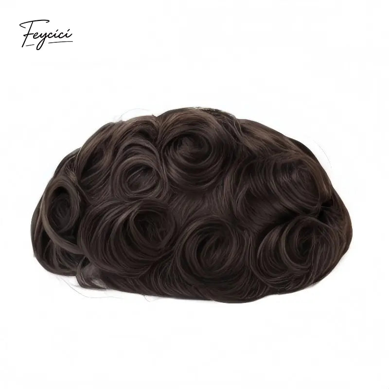 Feycici 8x10 inch breathable full lace men's hair system with natural hair for daily wear, showcasing realistic hair and lace base.