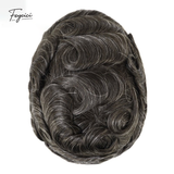 Feycici 8x10 inch mono with poly hair system for men showing natural hair piece with 130% density and free styling options.