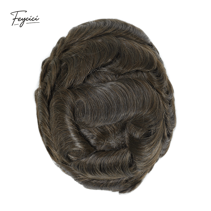 Ultra-Thin Skin Men’s Hair System - 0.08mm V-Loop Knotless Bio-Skin Toupee (8"x10")