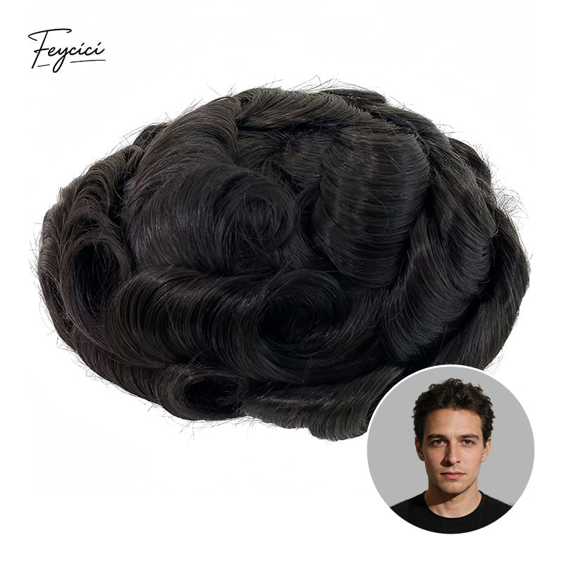 Mono Top PU Toupee for Men - Natural Hair System for Thinning Hair & Baldness