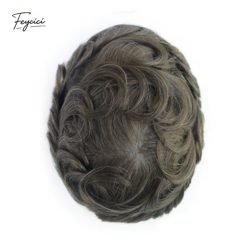 Feycici 8x10 inch super thin skin hair system for men with natural hair, V loop tupee, free style, lightweight and realistic.
