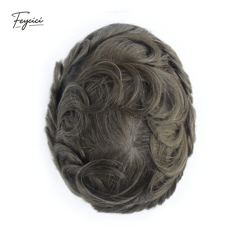 Ultra-Thin Skin Men’s Hair System - 0.08mm V-Loop Knotless Bio-Skin Toupee (8"x10")