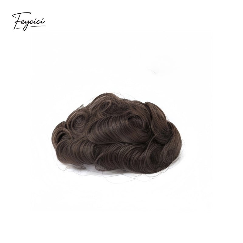Invisible PU Hair System for Men –Natural Hair Piece Ultra Thin 0.06mm Full Hand Tied Natural Hair Piece