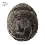 Feycici 8x10 inch mono with poly hair system for men, natural hair piece with 130% density, free style, shown on a model.