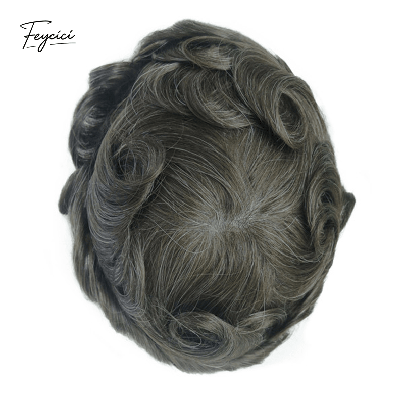 Ultra-Thin Skin Men’s Hair System - 0.08mm V-Loop Knotless Bio-Skin Toupee (8"x10")