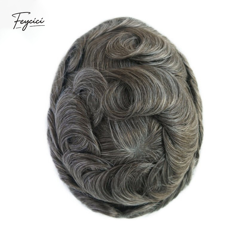 Feycici 8x10 inch super thin skin hair system for men with natural hair, V loop tupee style, free styling options.