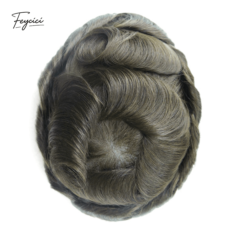 Ultra-Thin Skin Men’s Hair System - 0.08mm V-Loop Knotless Bio-Skin Toupee (8"x10")