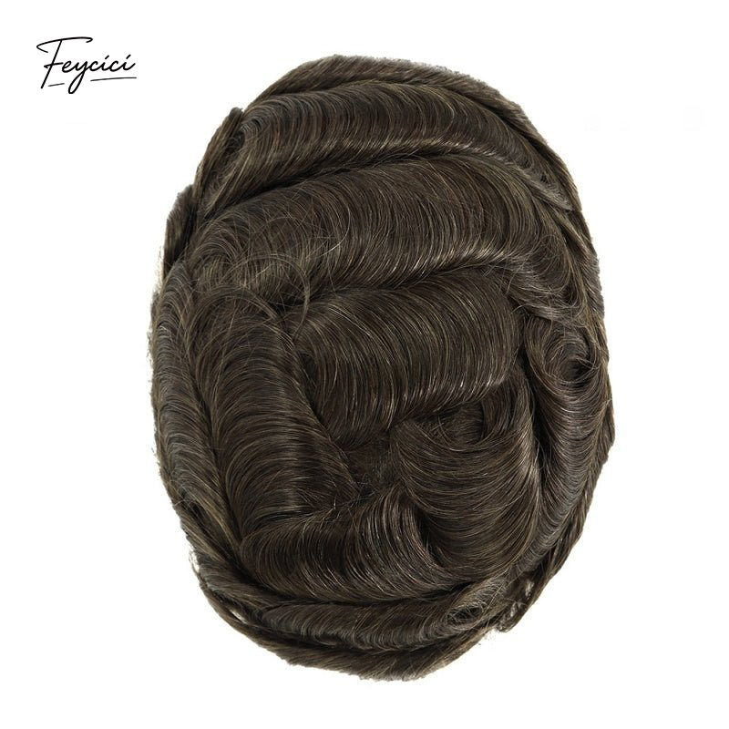 8"x10" Thin Skin Hair System for Men –Natural Hair Piece V Loop Toupe -Free Style