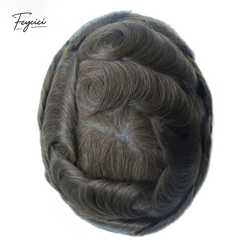 Feycici 8x10 inch super thin skin hair system for men with natural hair, V loop tupee style, free styling options.