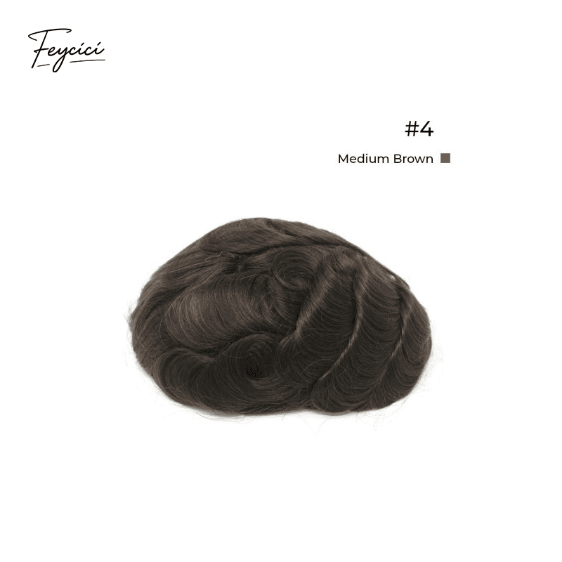 10x8" Lace Front Men’s Toupee - 0.06mm Clear PU Skin Base Human Hair Replacement System